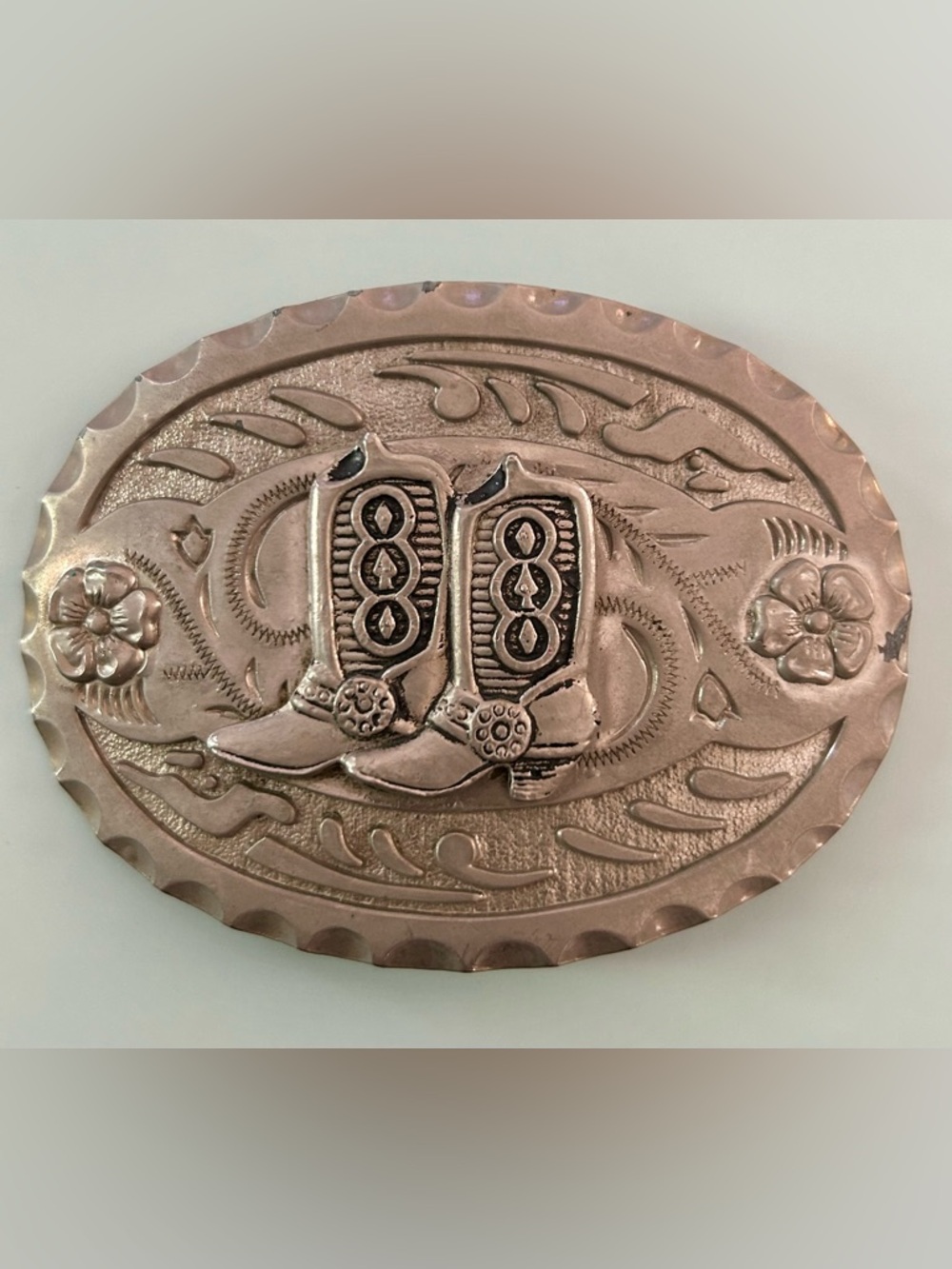 Silver Cowboy Boot Belt Buckle